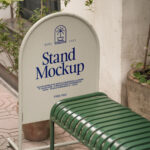 Perspective View of Metallic Street Stand Mockup