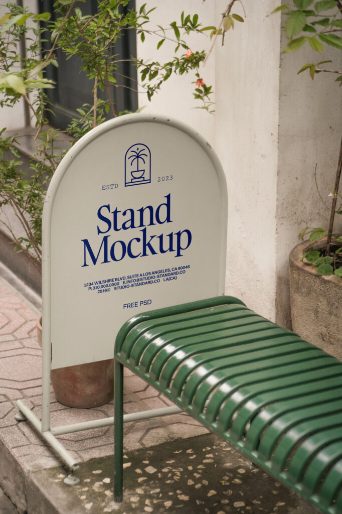 Perspective View of Metallic Street Stand Mockup