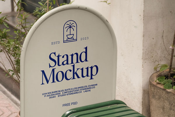 Perspective View of Metallic Street Stand Mockup