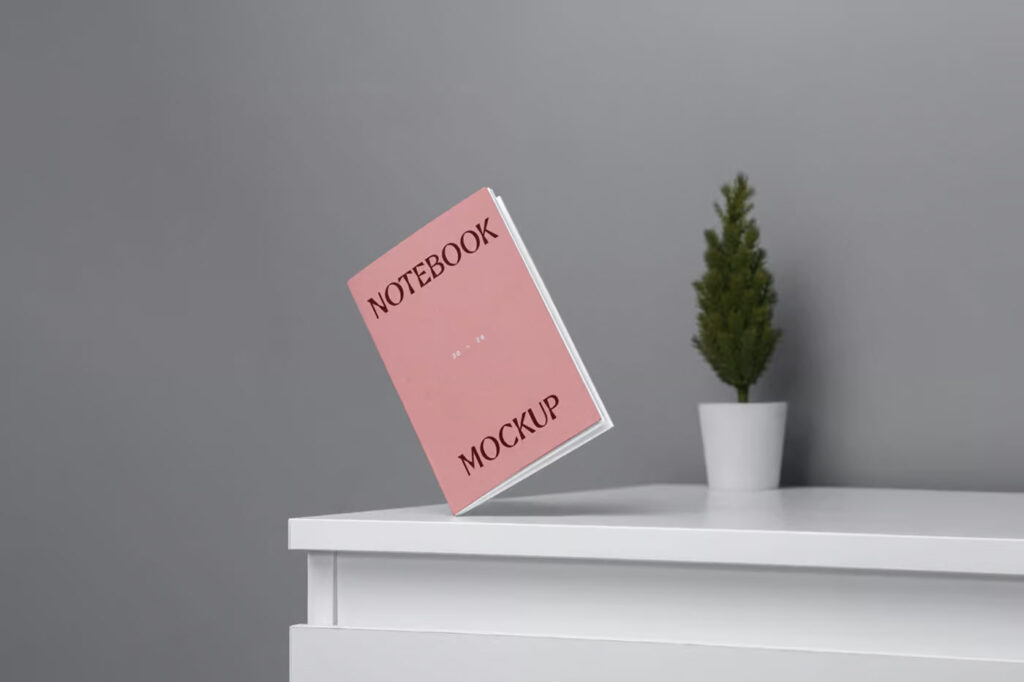 Perspective View of Mini A5 Notebook Mockup
