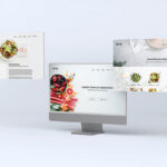 Perspective View of Minimal Website Template Presentation Mockup