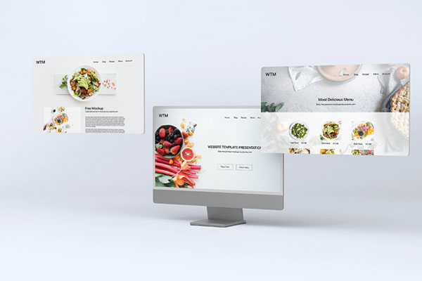 Perspective View of Minimal Website Template Presentation Mockup