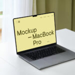 Perspective View of Modern MacBook Pro Scene Mockup