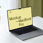 Perspective View of Modern MacBook Pro Scene Mockup