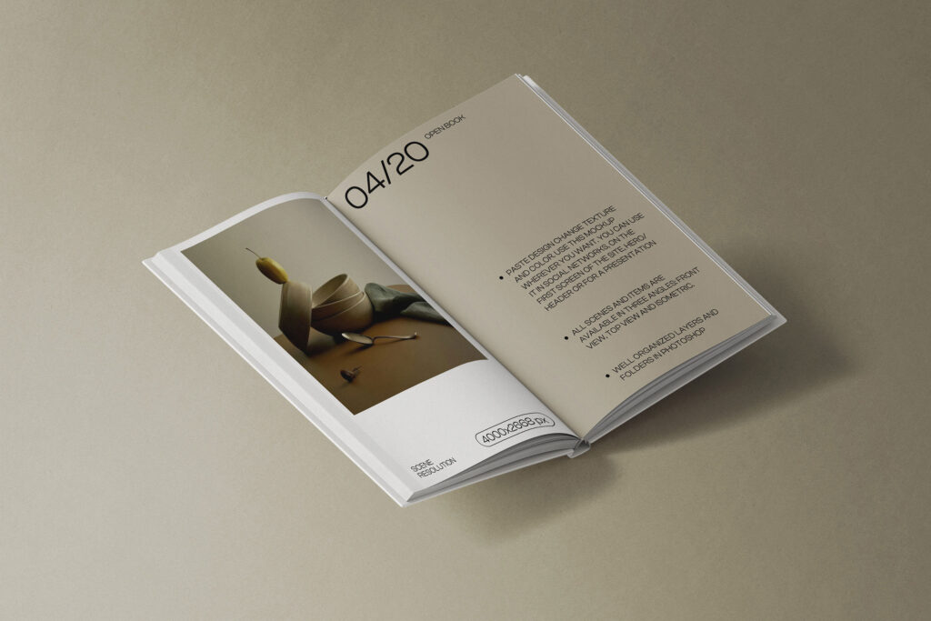 Perspective View of Open Hard Cover Book Mockup