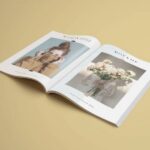 Perspective View of Opened A4 Magazine Mockup