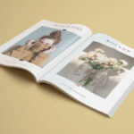 Perspective View of Opened A4 Magazine Mockup