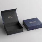 Perspective View of Opened and Closed Magnetic Gift Boxes Mockup
