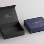 Perspective View of Opened and Closed Magnetic Gift Boxes Mockup