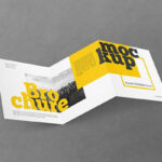 Perspective View of Opened Square Trifold Brochure Mockup