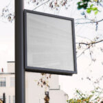 Perspective View of Outdoor Advertising Pole Sign Mockup