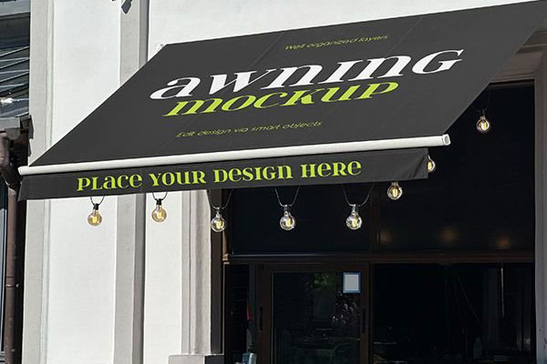 Perspective View of Outdoor Cafe Awning Mockup