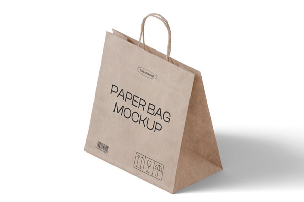 Perspective View of Paper Bag Mockup