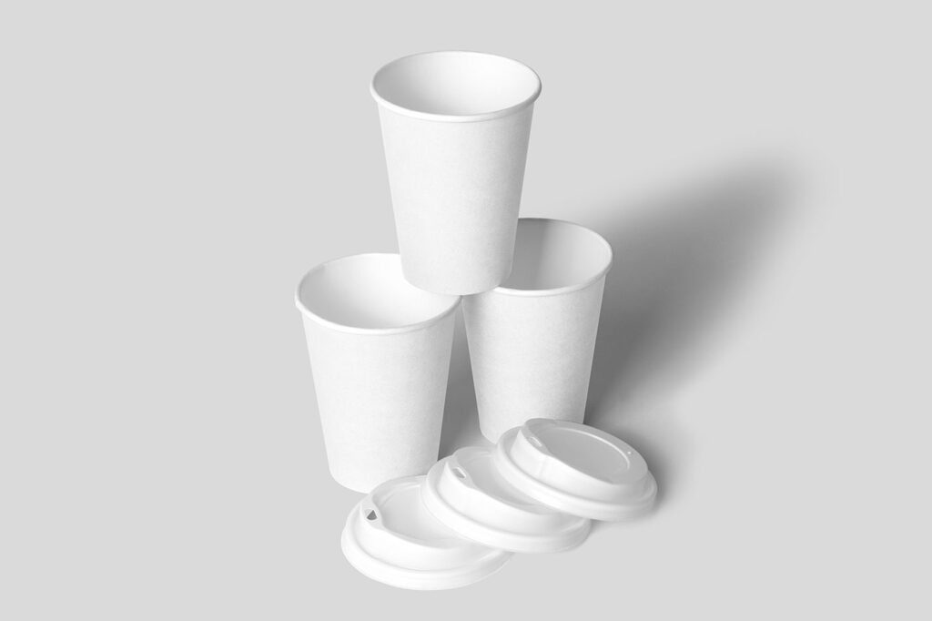 Perspective View of Paper Cup Stack Mockup