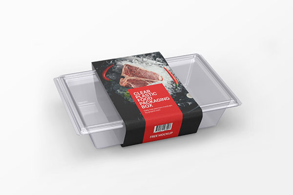 Perspective View of Plastic Food Packaging Box Mockup