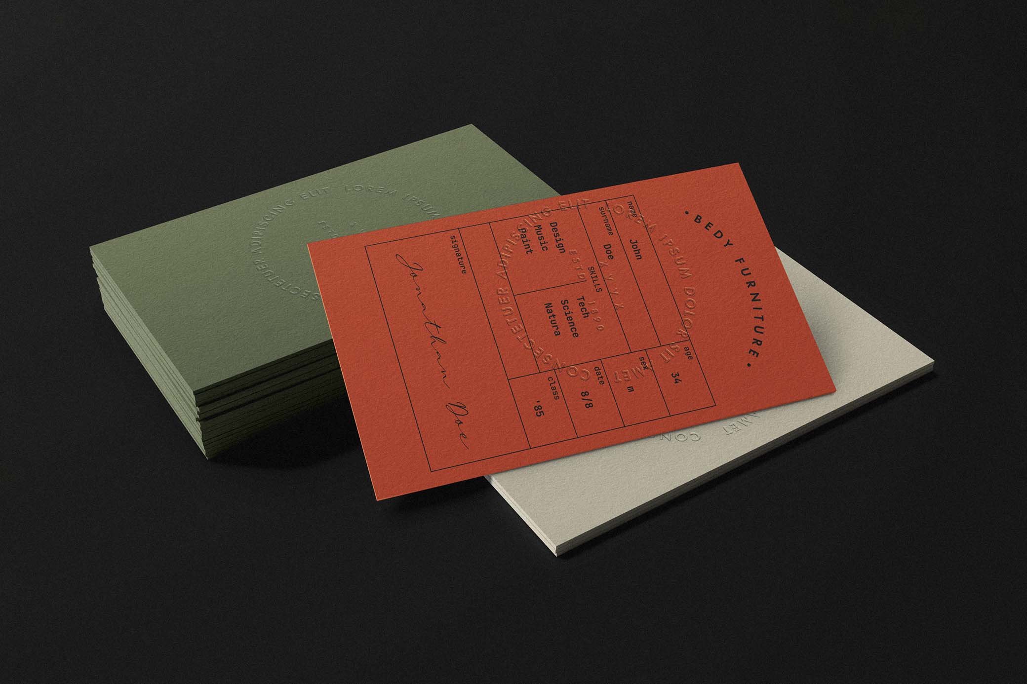 Perspective View of Posh Business Cards Mockup FREE PSD