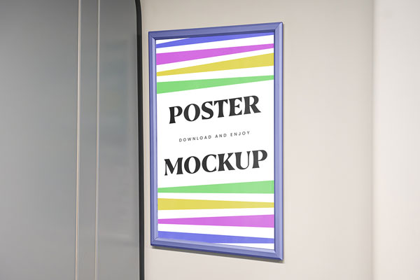 Perspective View of Poster Mockup in London Train
