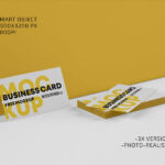 Perspective View of Realistic Business Cards Mockup