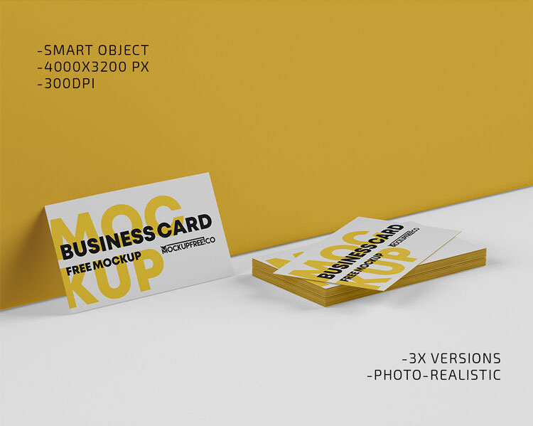 Perspective View of Realistic Business Cards Mockup