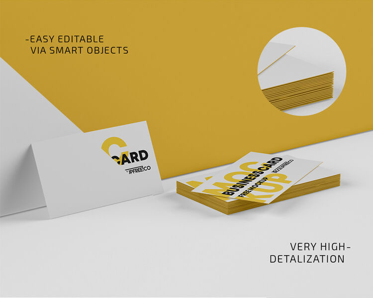 Perspective View of Realistic Business Cards Mockup
