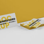 Perspective View of Realistic Business Cards Mockup