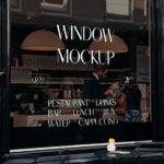 Perspective View of Realistic Restaurant Window Mockup