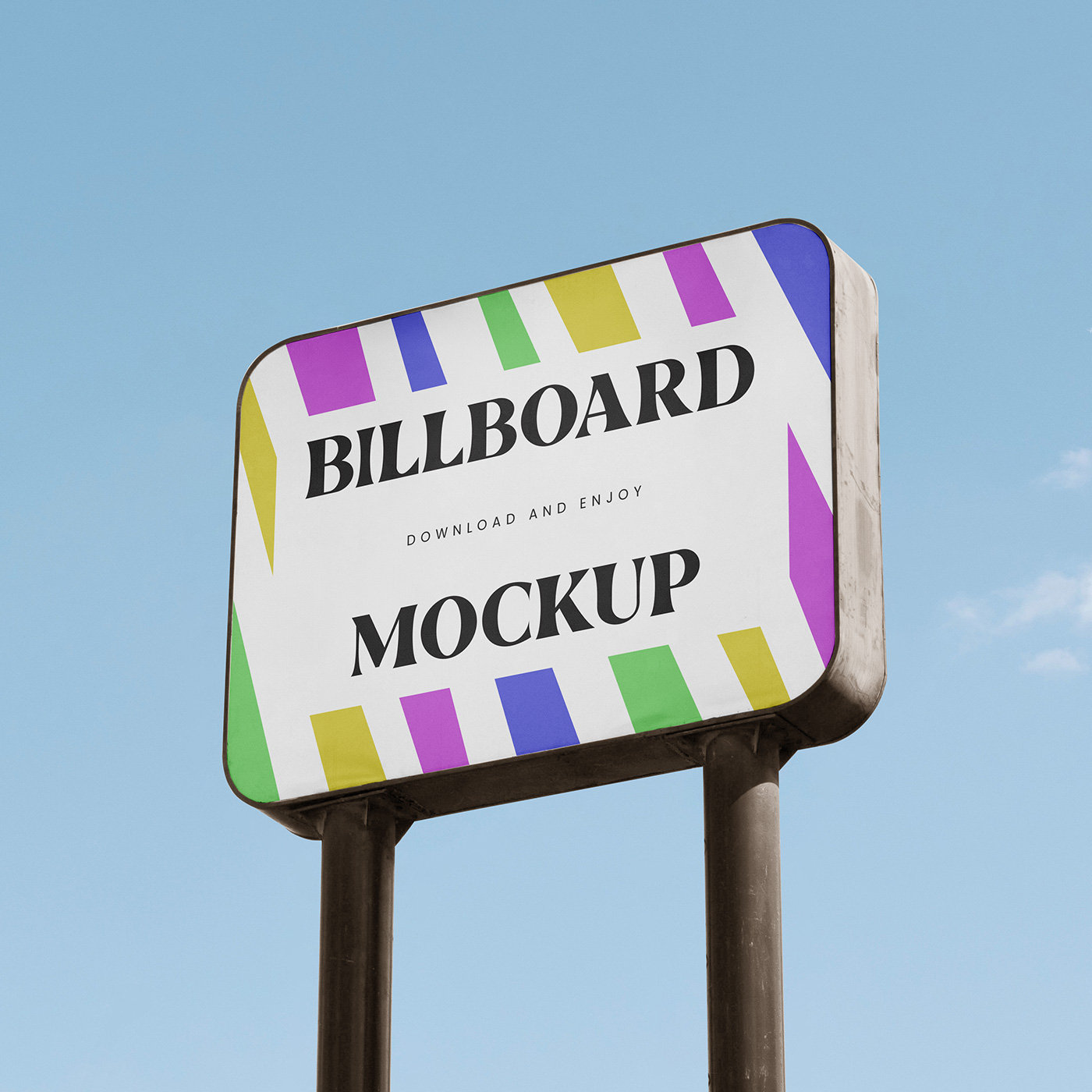 Perspective View of Rectangle Billboard Mockup FREE PSD