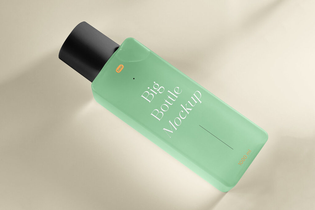 Perspective View of Rectangle Bottle Packaging Mockup