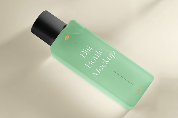 Perspective View of Rectangle Bottle Packaging Mockup