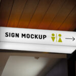 Perspective View of Rectangle Light Sign Mockup