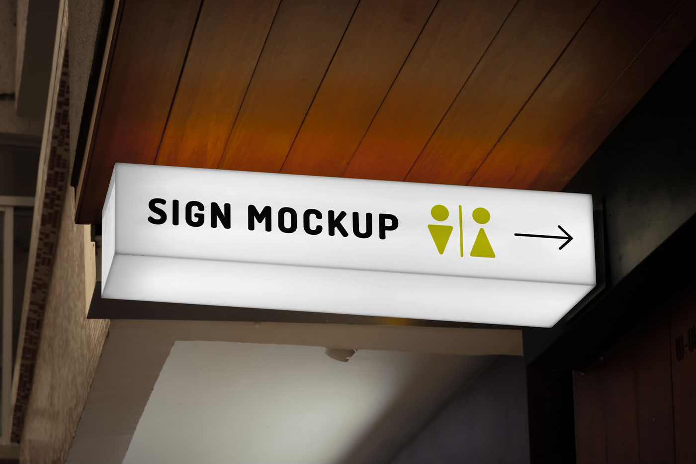 Perspective View of Rectangle Light Sign Mockup FREE PSD