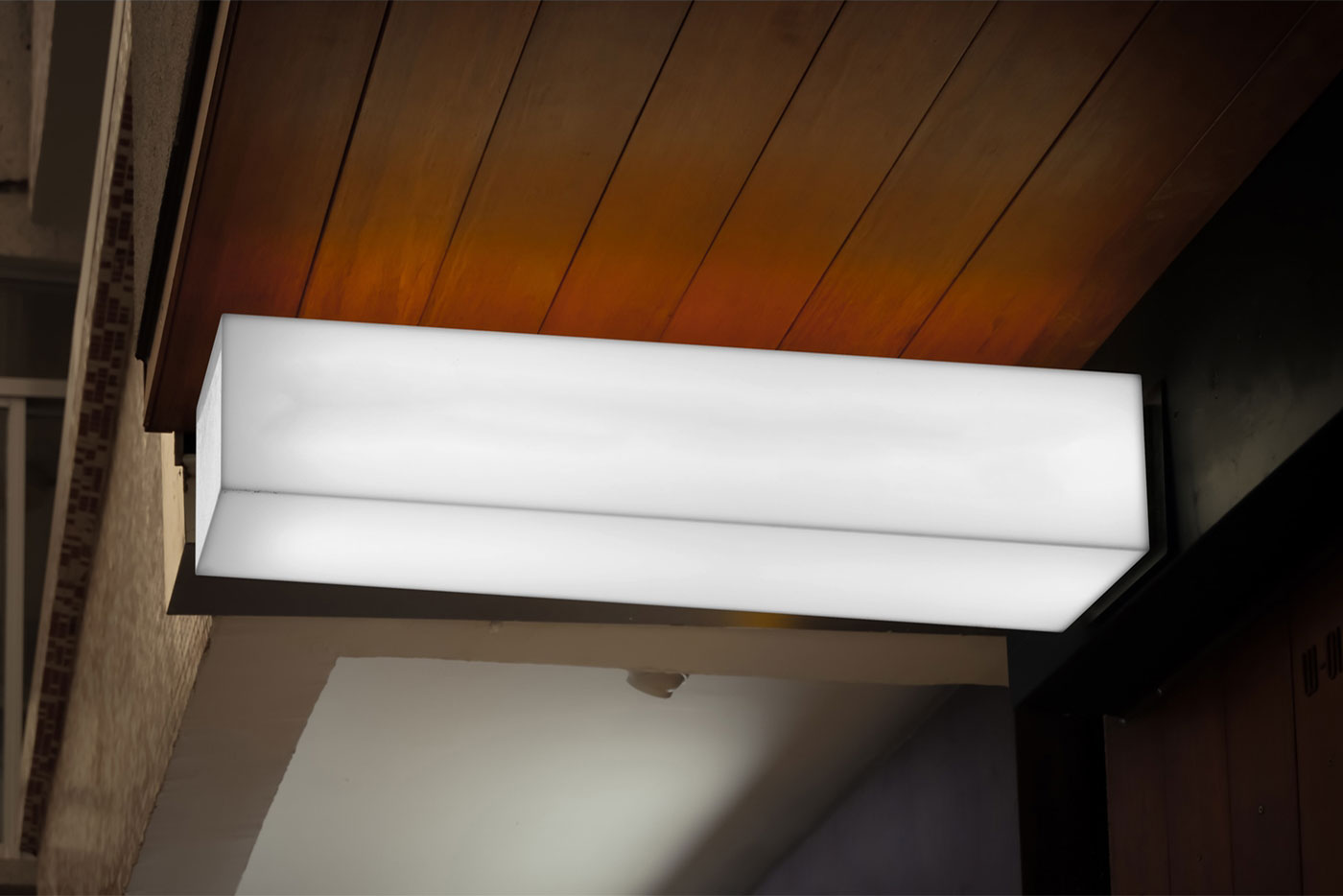 Perspective View of Rectangle Light Sign Mockup FREE PSD