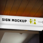 Perspective View of Rectangle Light Sign Mockup