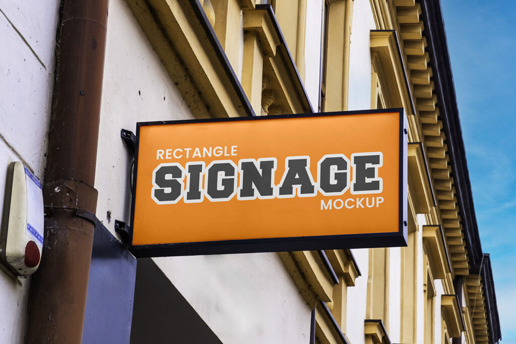 Perspective View of Rectangle Street Sign Mockup