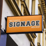 Perspective View of Rectangle Street Sign Mockup