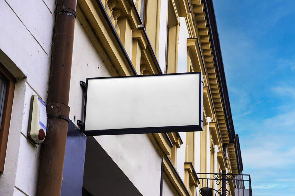 Perspective View of Rectangle Street Sign Mockup