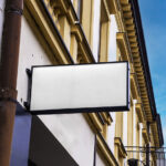 Perspective View of Rectangle Street Sign Mockup