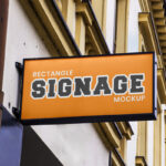 Perspective View of Rectangle Street Sign Mockup
