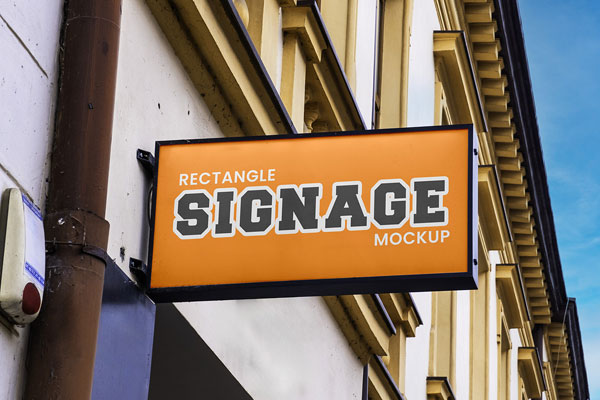 Perspective View of Rectangle Street Sign Mockup