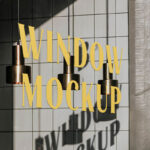 Perspective View of Restaurant Window Mockup