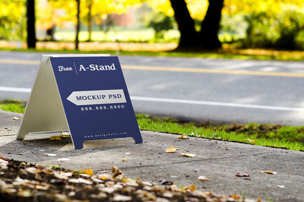 Perspective View of Roadside Stand in Outdoor Setting Mockup