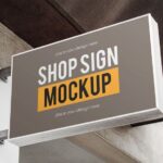 Perspective View of Shop Sign Mockup