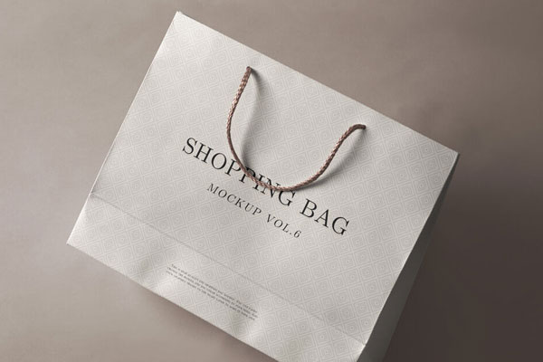 Perspective View of Shopping Bag Laid on the Ground Mockup