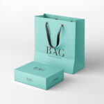 Perspective View of Shopping Bag Mockup with Box