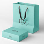 Perspective View of Shopping Bag Mockup with Box