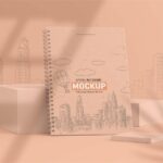 Perspective View of Spiral Notebook Mockup
