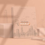 Perspective View of Spiral Notebook Mockup