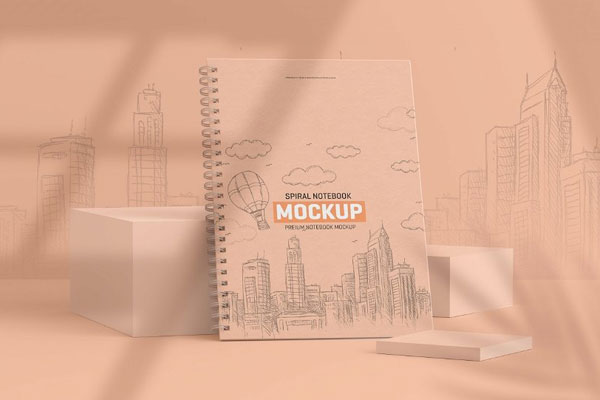 Perspective View of Spiral Notebook Mockup