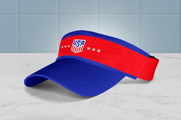 Perspective View of Sports Visor Cap Mockup on Marble