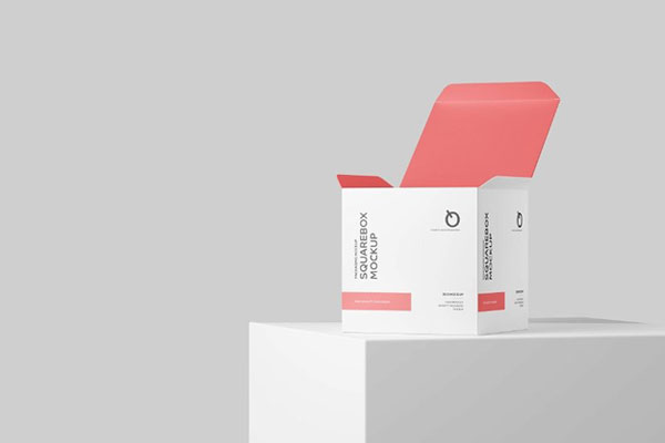 Perspective View of Square Box Mockup